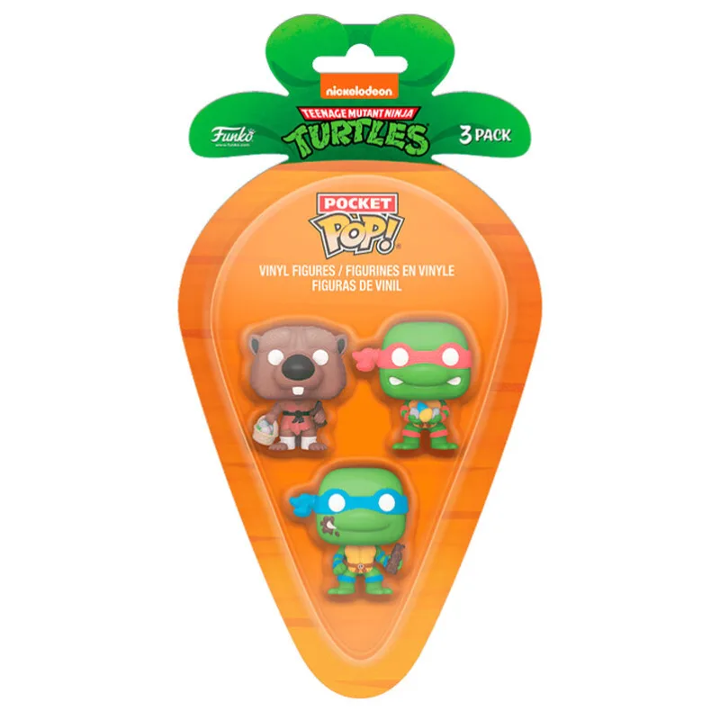 Blister 3 figuras Carrot Pocket POP Tortugas Ninja Splinter Leonardo Raphael Pascua